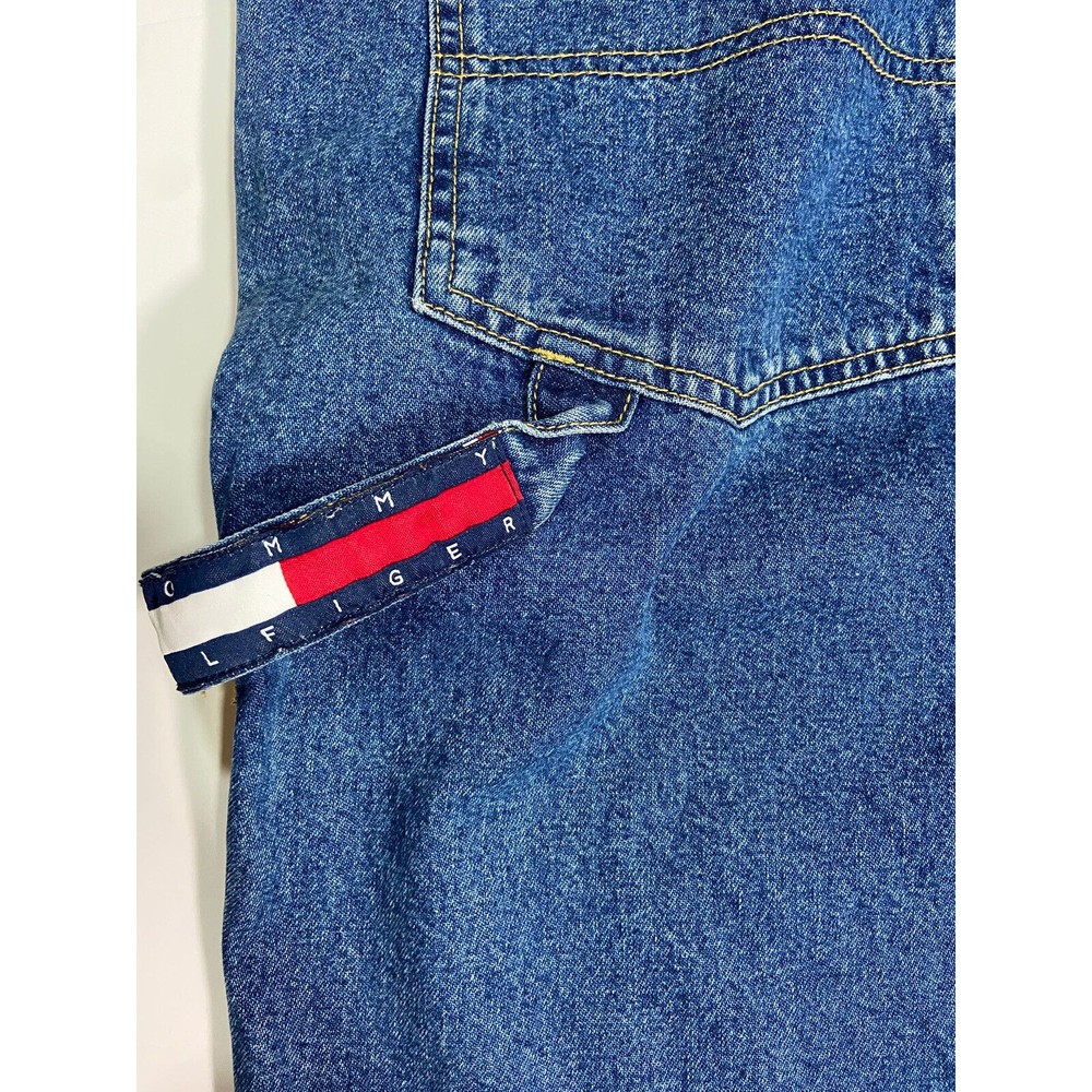 Tommy Hilfiger Bib Overalls Vintage Mens Large Blue Carpenter Workwear 90s Y2K - Picture 10 of 13
